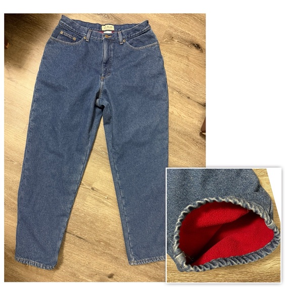 L.L. Bean Original Fit Relaxed Fleece Lined Blue Jeans Denim Size 14 Regular - Picture 1 of 9